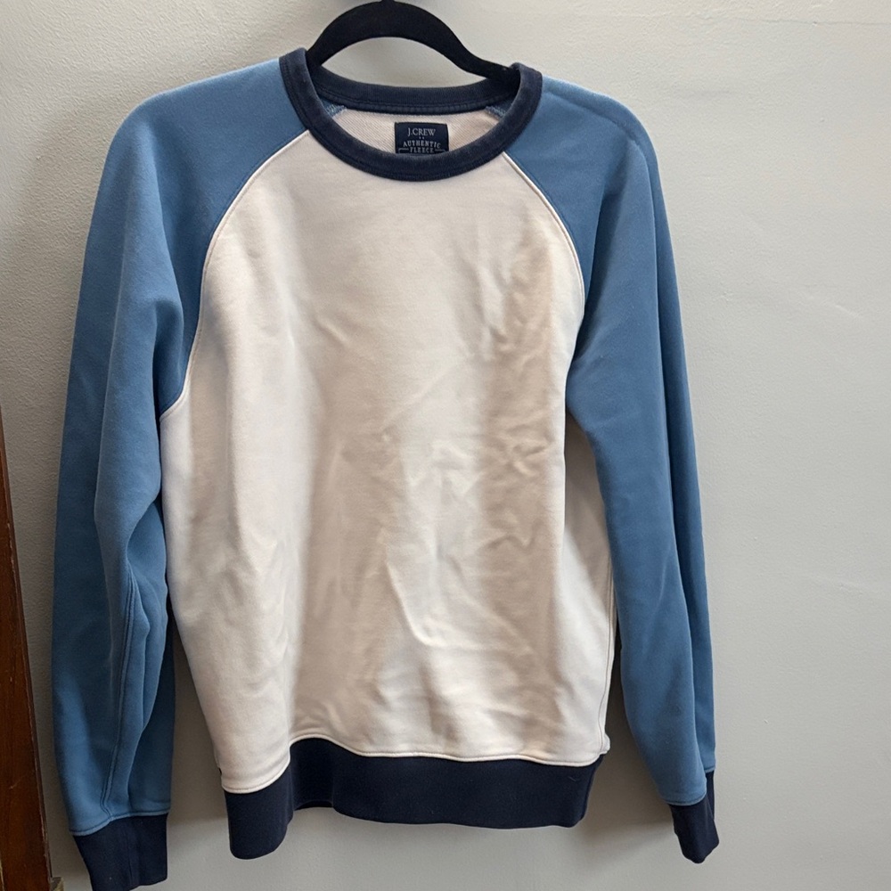 J. Crew Blue and Cream Crewneck Sweater